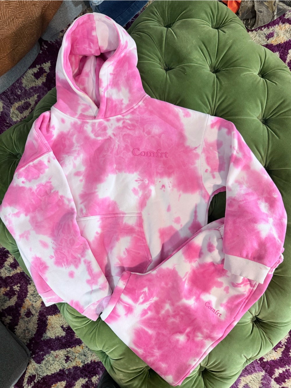 Comfort Pink Tie-Dye Hoodie and Sweatpants Set